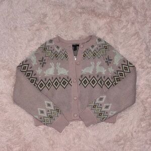 Forever 21 Bunny Fair Isle Knit Cardigan Sweater Size L NWT